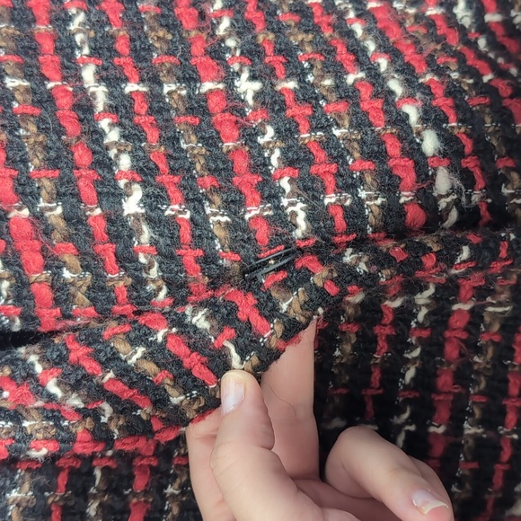 Massimo Dutti Acrylic Blend  Red Tweed Coat Small - Picture 6 of 11